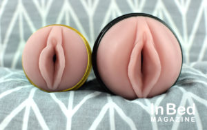 Fleshlight Lady Lager Six in a Can entry next to a full-size Mini Lotus Fleshlight entry